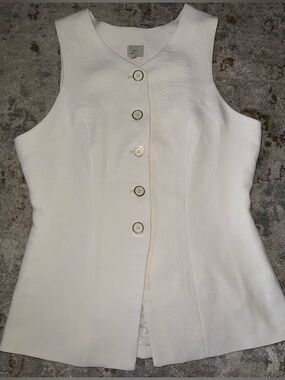 A New Day Cream Sleeveless Button-Front Top
